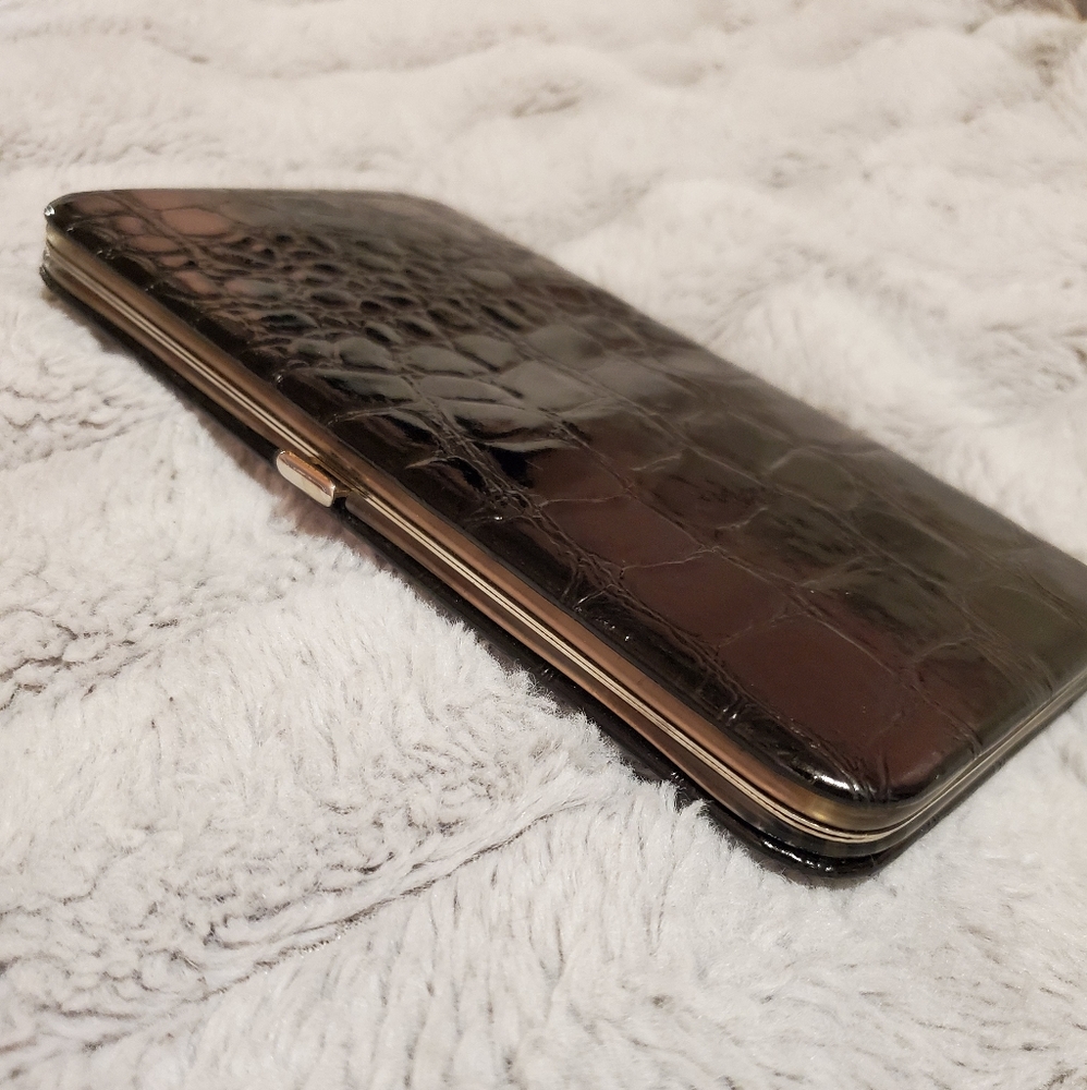Black faux leather wallet/clutch